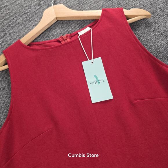 WIHOLL Dress Womens Medium Red Sleeveless Sheath Bodycon Stretch Knit Back Zip - Picture 5 of 14